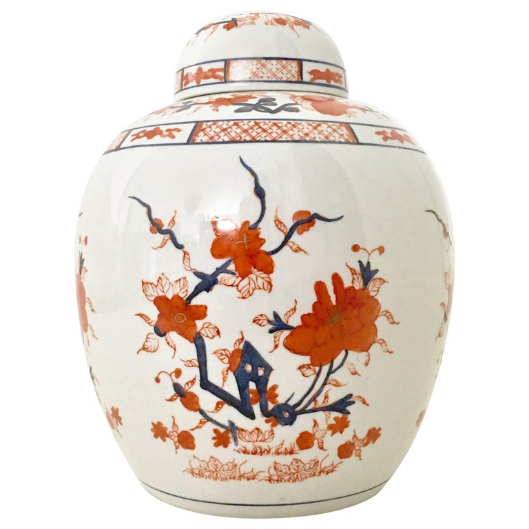 20th Century Japanese HandPainted Porcelain Imari Ginger Jar at 1stDibs