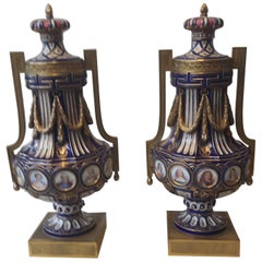 Antique Rare Pair of 19th Century Sèvres Style Vases