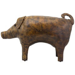 Vintage Abercrombie and Fitch Leather Pig Ottoman