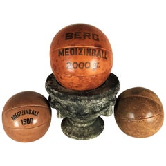 Three Vintage Leather Medicine Balls, 1920s-1930s Germany