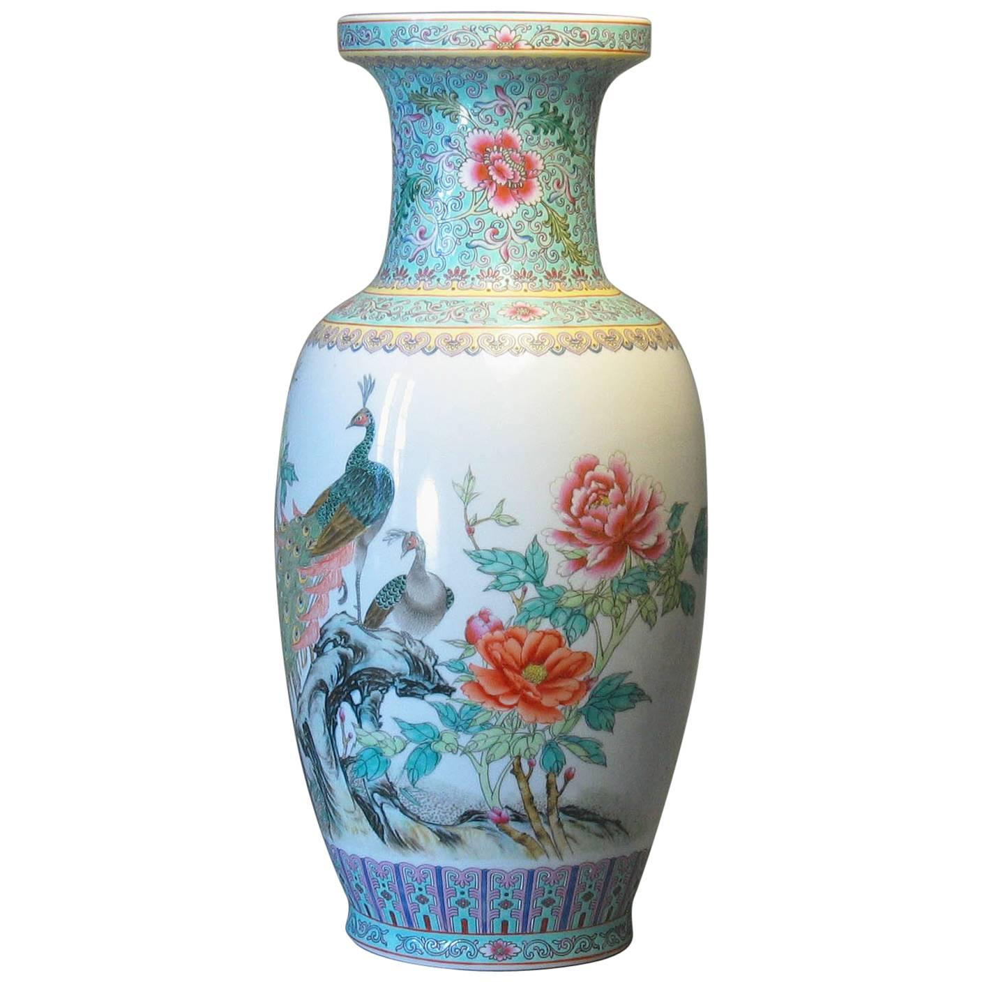 China jingdezhen Porcelain Guan kiln Ice Crackle Pink Glaze pomegranate Vase 