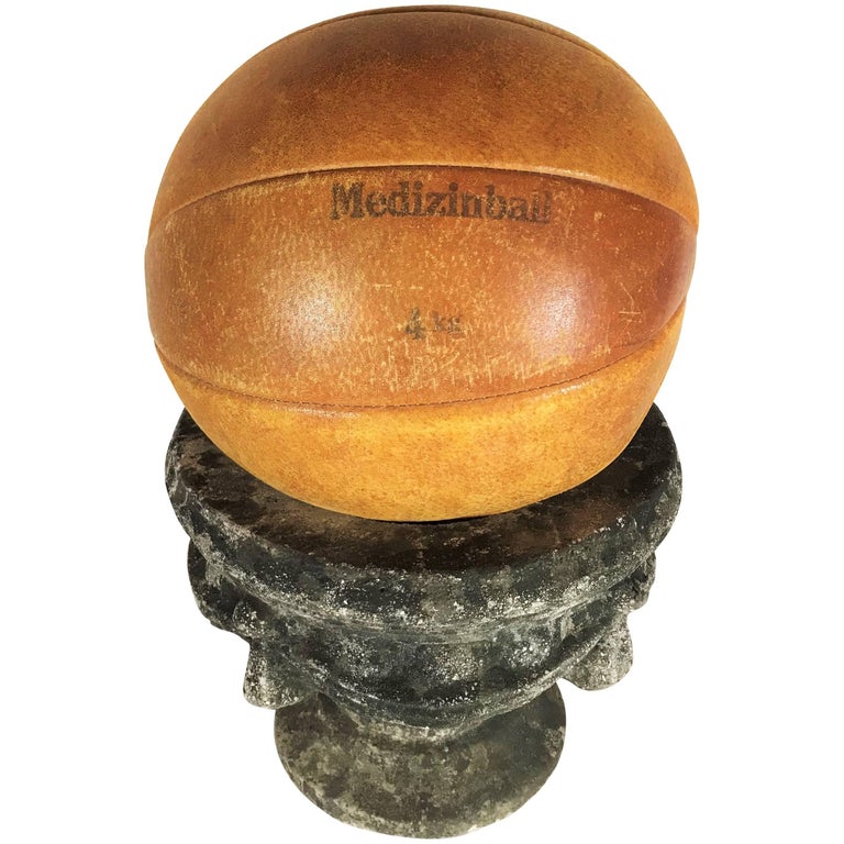 Vintage Leather Medicine Ball, 1930s Germany For Sale
