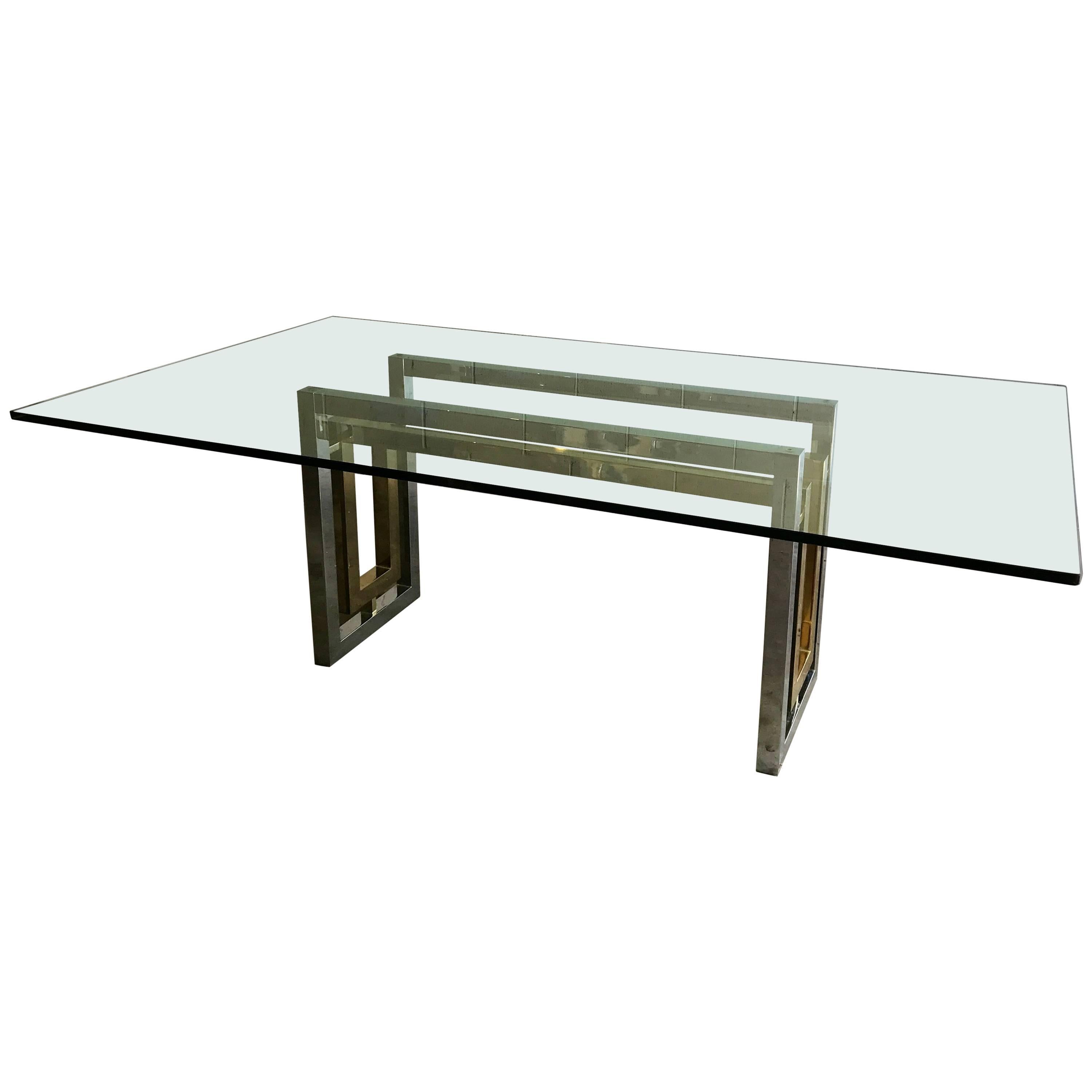 Mid Century Chrome & Brass Dining Table by Renato Zevi, Italy, PRICED TO SELL!