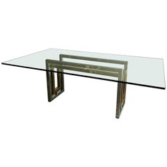 Mid-Century Modern Chrome and Brass Dining Table by Renato Zevi, Italy, 1970s