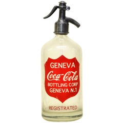 Retro 1950s Glass American Soda Syphon Seltzer Geneva Coca-Cola Bar Bottle