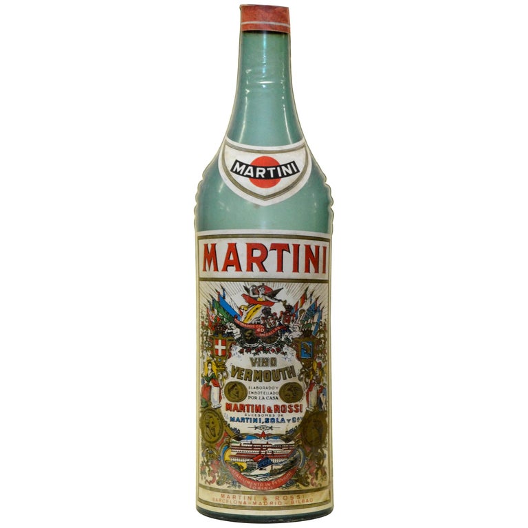 1970s Large Spanish Inflatable Martini and Rossi Promotion Plastic Bottle For Sale at 1stDibs
