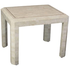 Tessellated Stone Brass Inlay Side Table