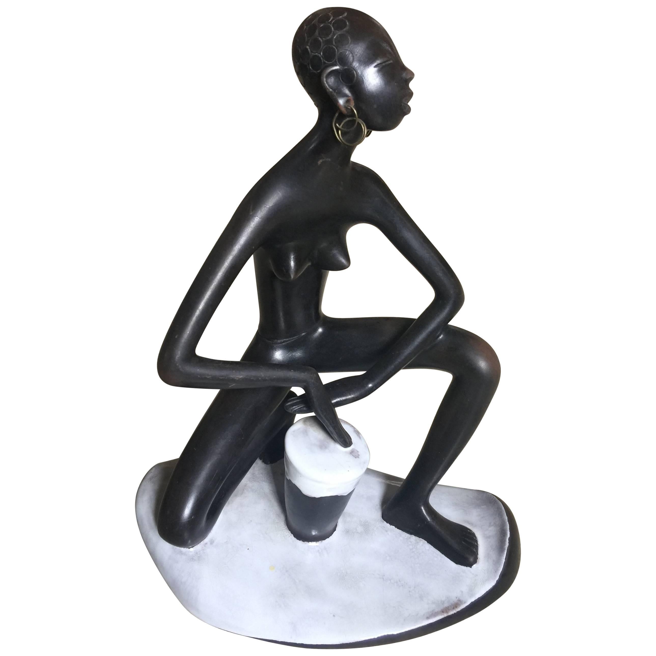 Leopold Anzengruber, Vienna, Made of Black-Finished Terra Cotta Pottery For Sale
