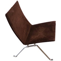 Poul Kjaerholm PK 22 Chair by Fritz Hansen in Brown Suede