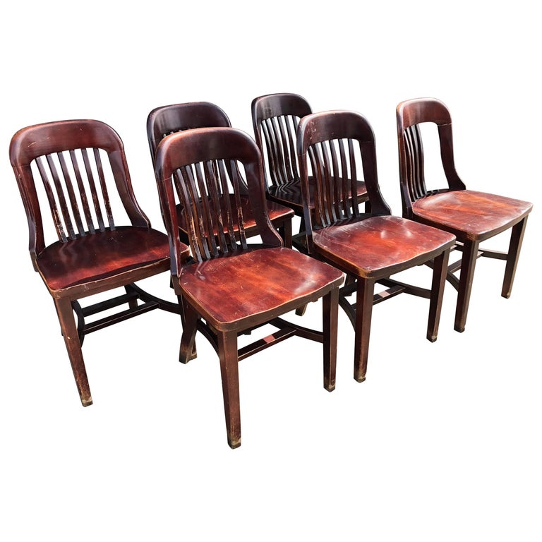 Early 20th Century Jury Chairs from Midwestern Law Legal Courtroom, Set