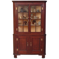 Walnut Chippendale Two-Piece Corner Cupboard