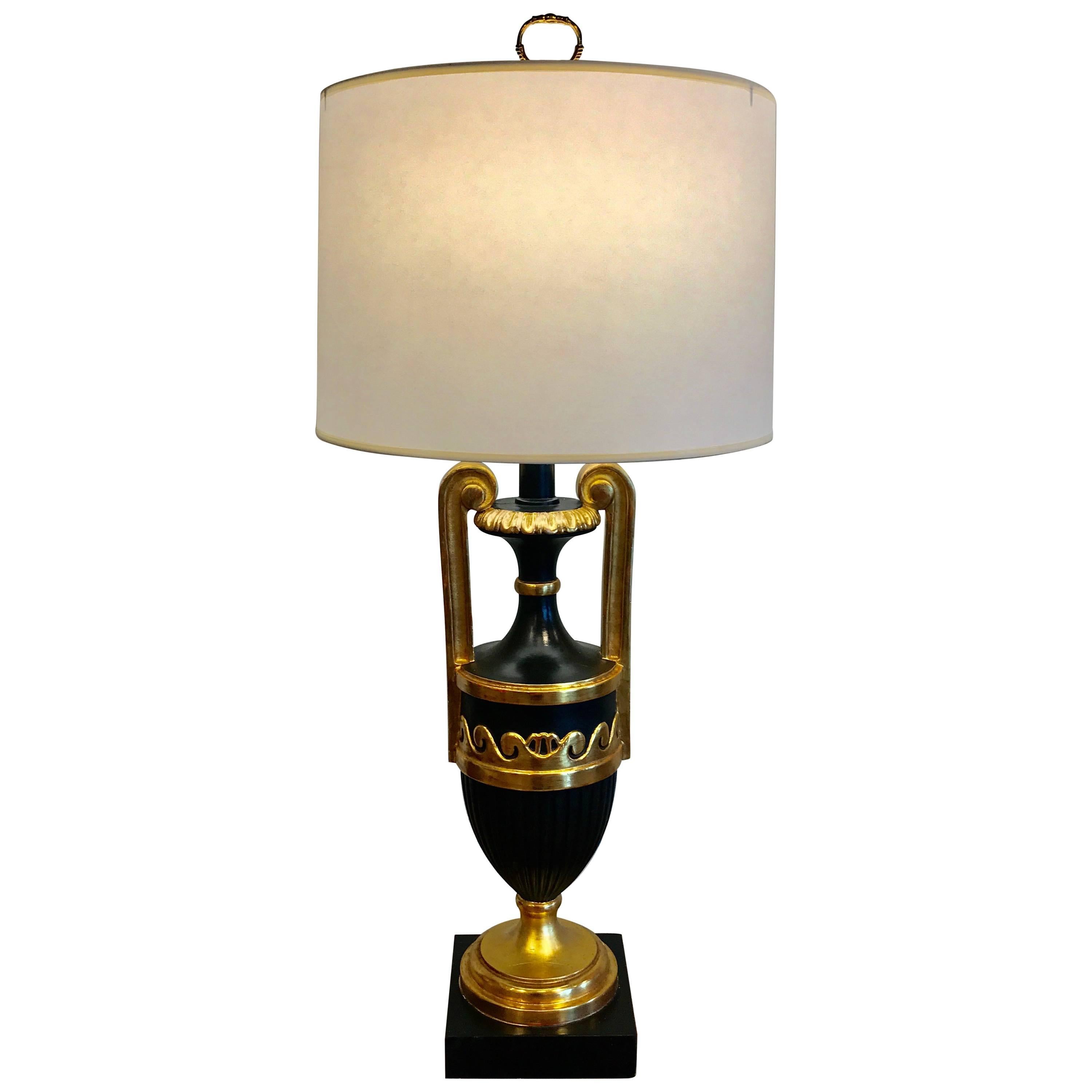 Neoclassic Watergilt Carved Wood Urn, Now as a Lamp For Sale