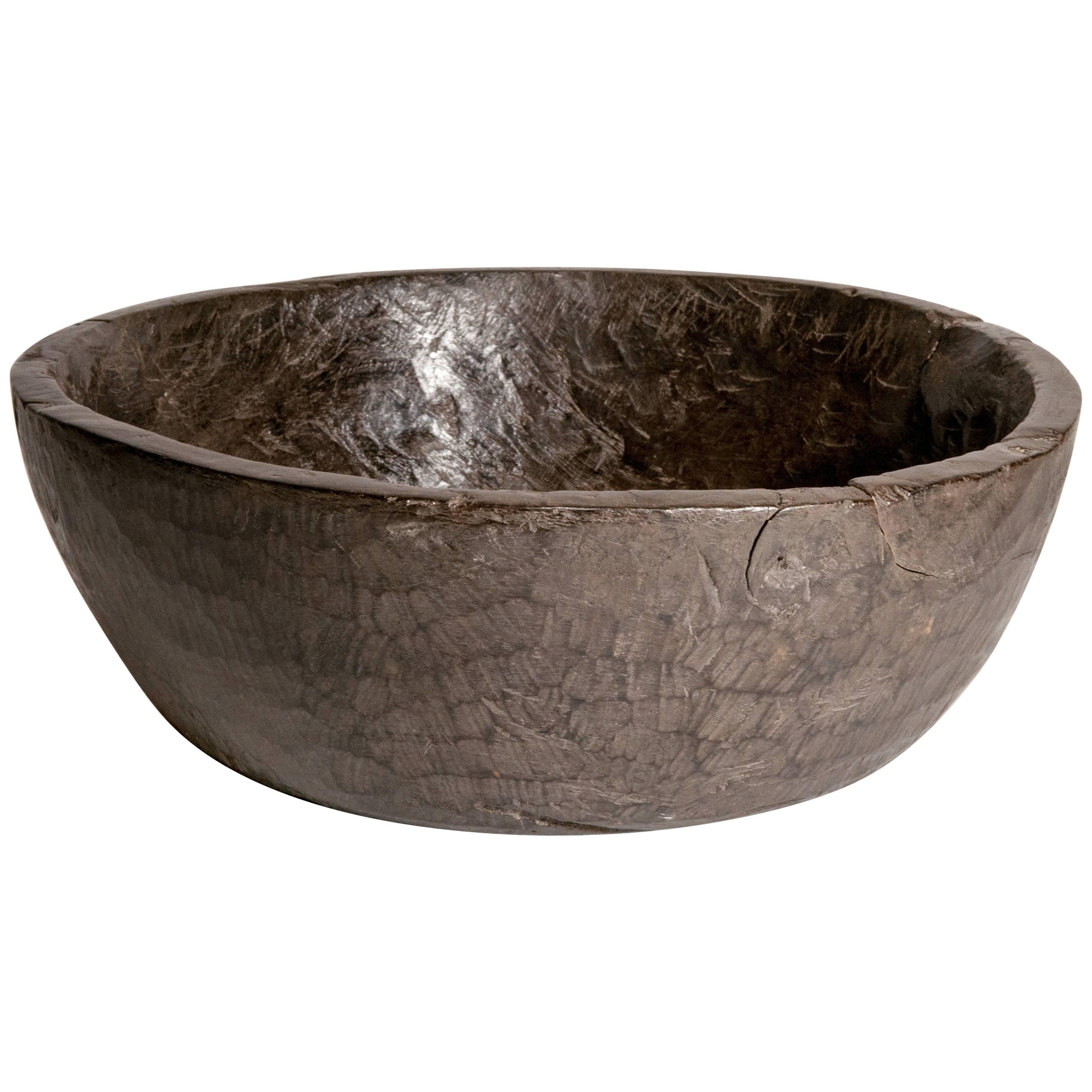 Large Tribal Ironwood Bowl from the Dayak of Borneo, Mid-20th Century