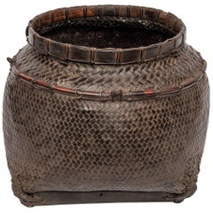 Vintage Tribal Market Basket from Lombok, Indonesia, Mid-Late 20th Century
