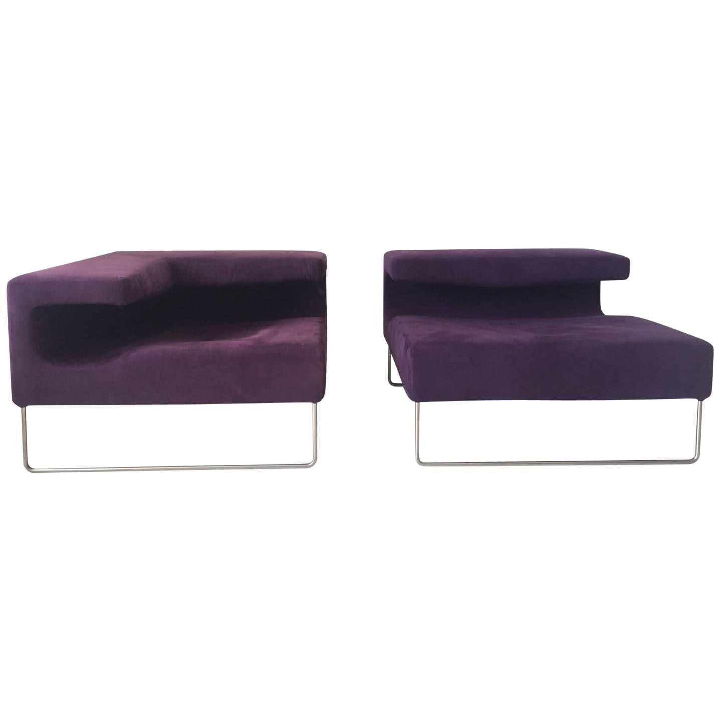 Minimalistic Purple Suede Chairs by Patricia Urquiola for Moroso