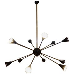 Sputnik Ceiling Light Brass and Black, Stilnovo