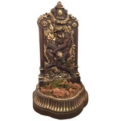 Antique Cast Iron Mural Fountain, Neptune and an Allegory of Water, Early 20th Century