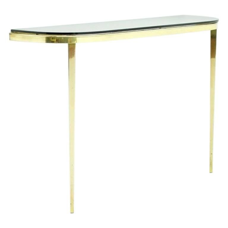Solid Brass and Glass Wall Console, 1960s im Angebot