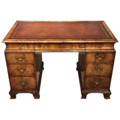 Walnut George I Style Antique Pedestal Desk