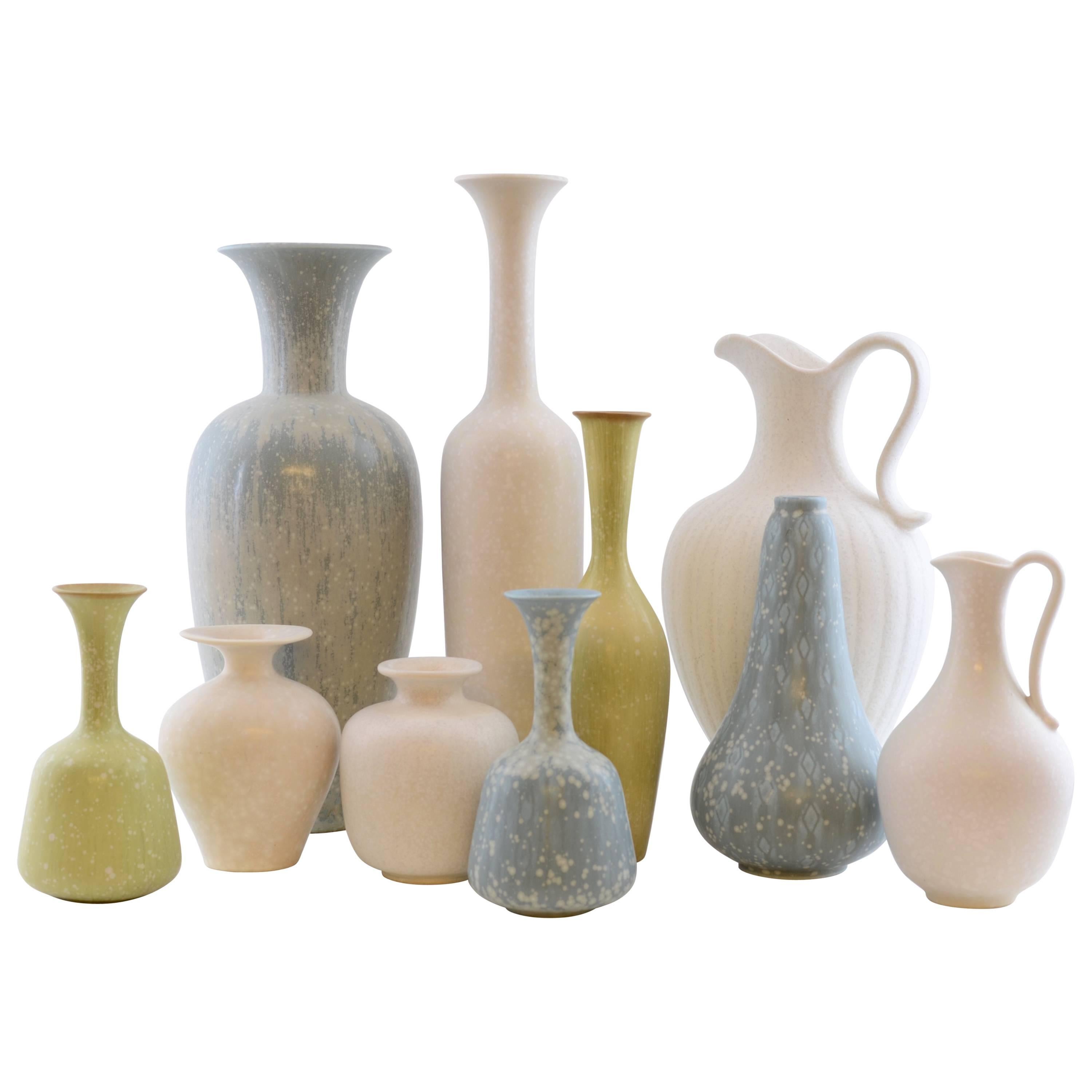 Set of Ten Vases by Gunnar Nylund for Rörstrand, Sweden