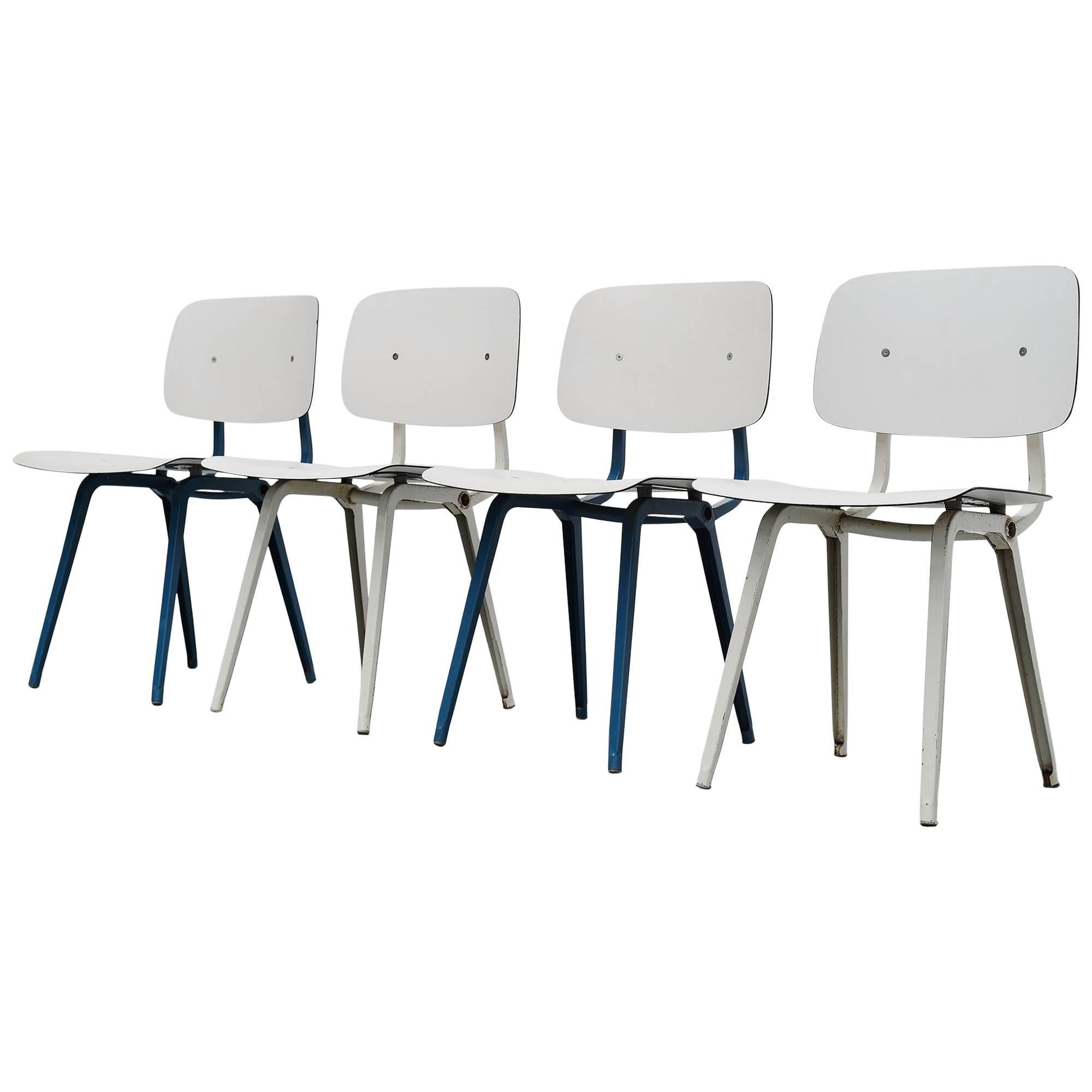  Friso Kramer Revolt Chairs Set 1953 Blue Grey White