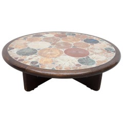 Large Round Ceramic Art Tile Coffee Table by Tue Poulsen for Haslev, Denmark