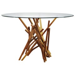Side Table Guaimbê in Mixed Solid Woods, Handcrafted in Brazil