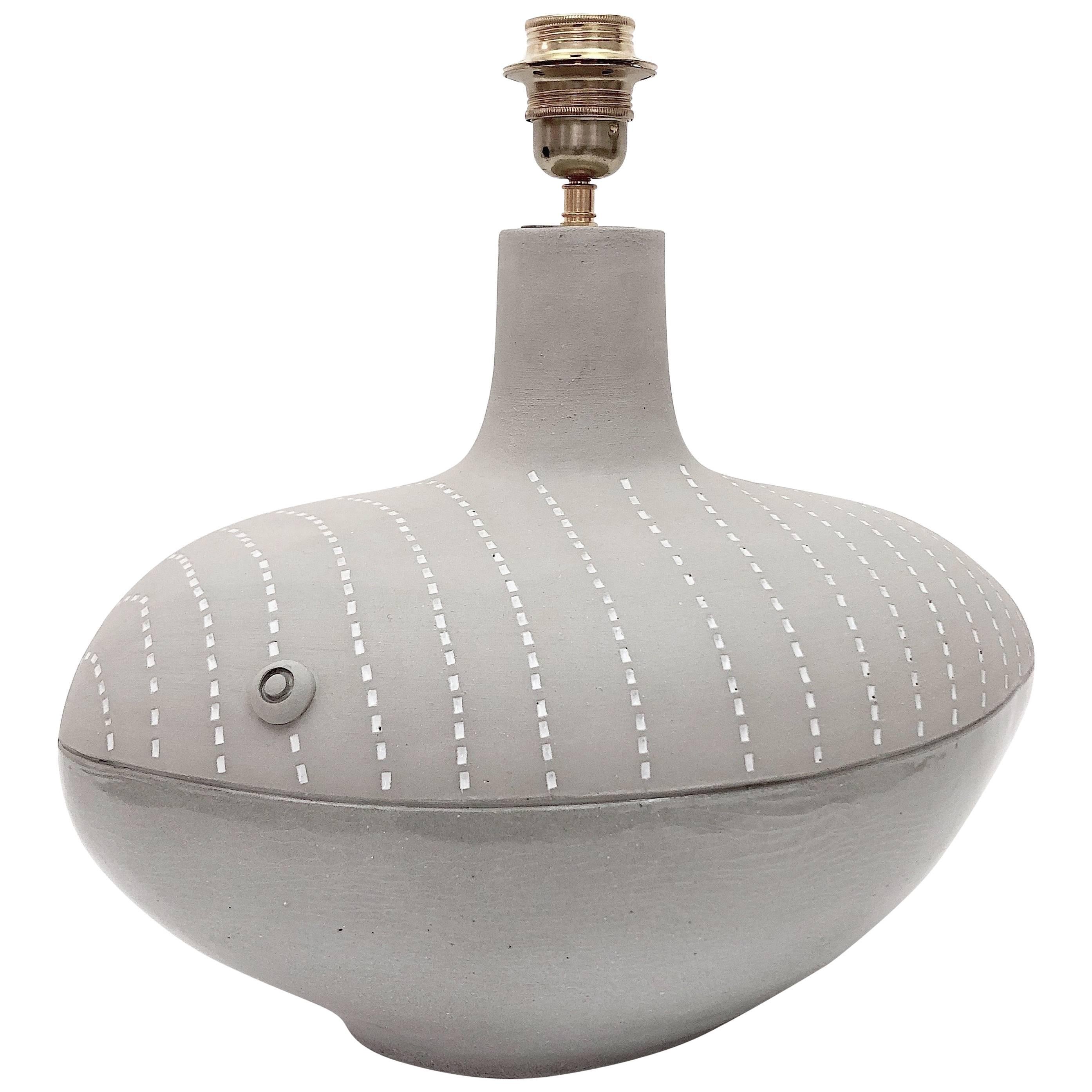 Dalo, Ceramic Lamp Base Glazed in Grey For Sale