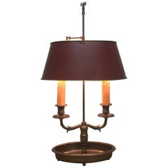 French Empire Style Bronze and Tole Bouillotte Lamp