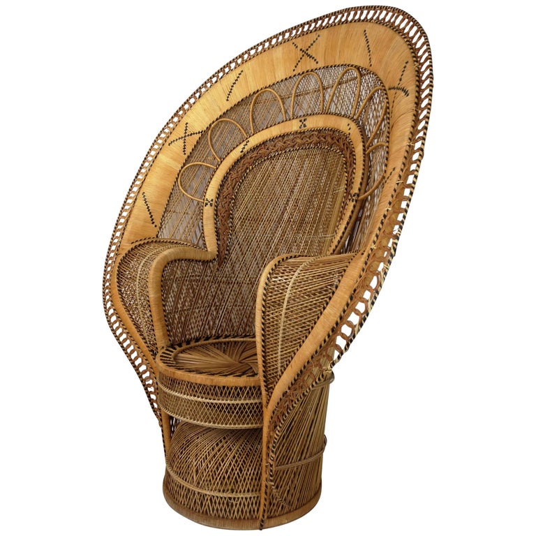 French Design Emmanuelle Extra Large Wicker Armchair From The 1970