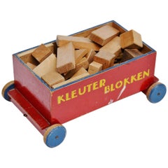 Vintage Ado Ko Verzuu kids cubes cart Kleuterblokken, 1935