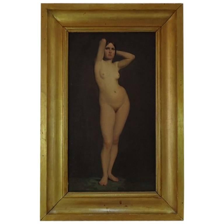 1850 Paul Jourdy Nude Painted Oil on Canvas For Sale