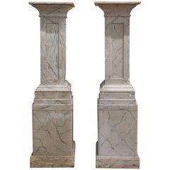 Pair of Early to Mid-20th Century Faux Marble Plinths