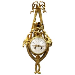 Louis XVI Style French Gilt-Bronze Cartel Wall Clock Retailed by Tiffany and Co.