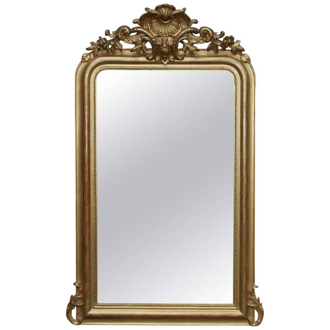 Antique Louis Philippe Gold Mirror with Crest
