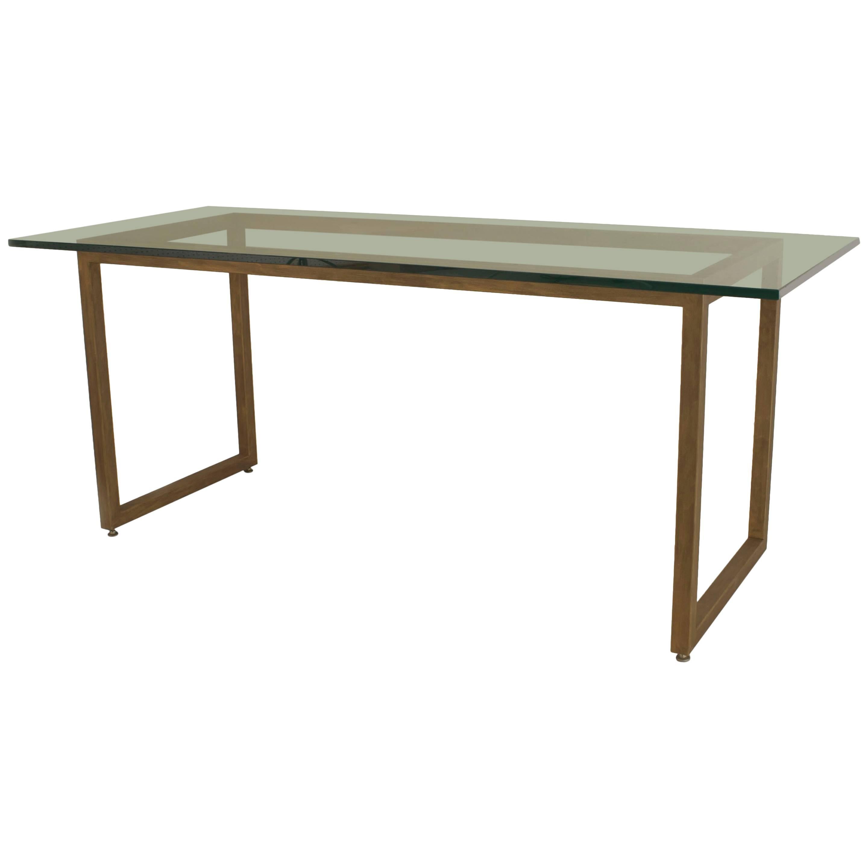 American Mid-Century Modern Gilt and Glass Dining Table For Sale