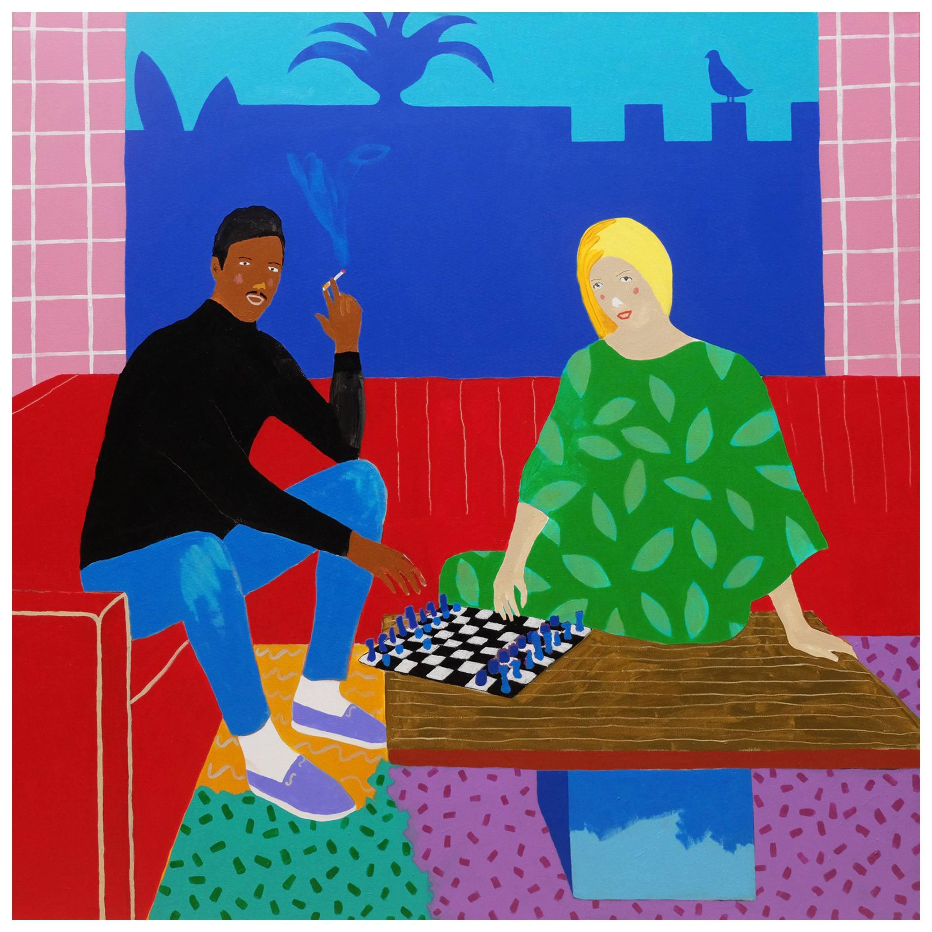'All the Right Moves' Portrait Painting by Alan Fears Pop Art Chess