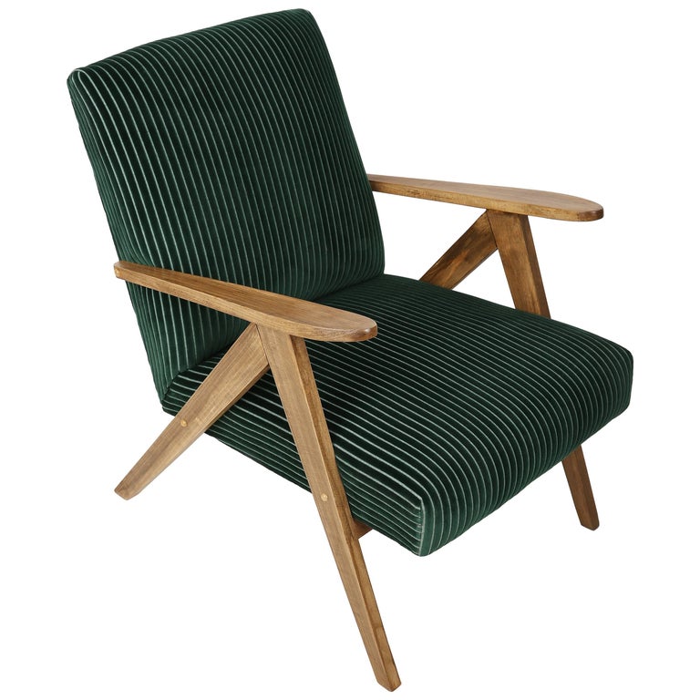 MidCentury Modern Dark Green Armchair, Europe, 1960s For Sale at