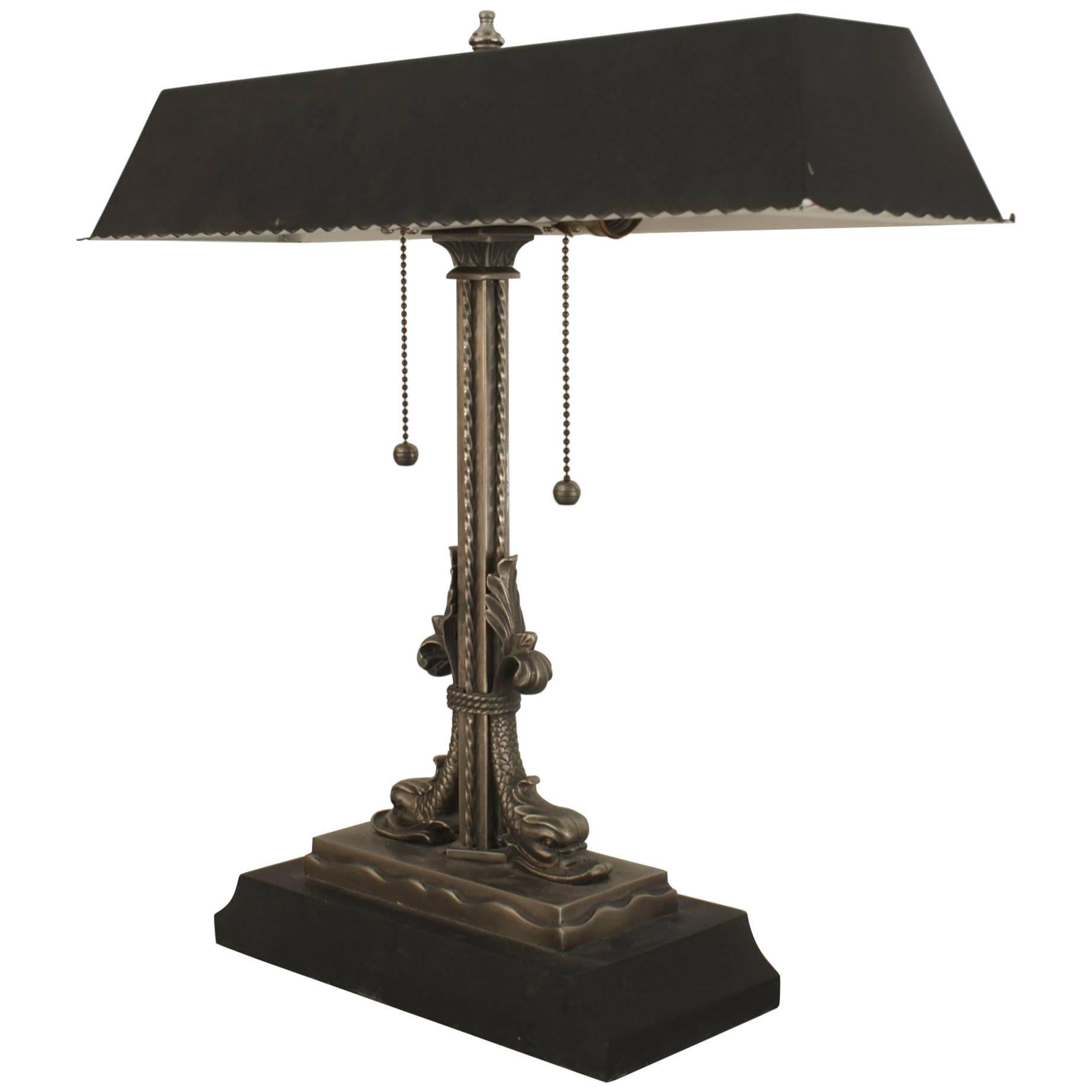 Hollywood Regency Style Pewter and Tole Table Lamp For Sale