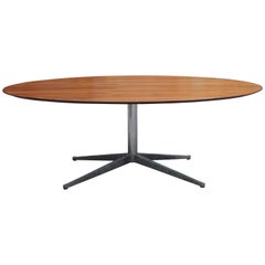 Modern Florence Knoll for Knoll Walnut and Chrome Oval Dining Table