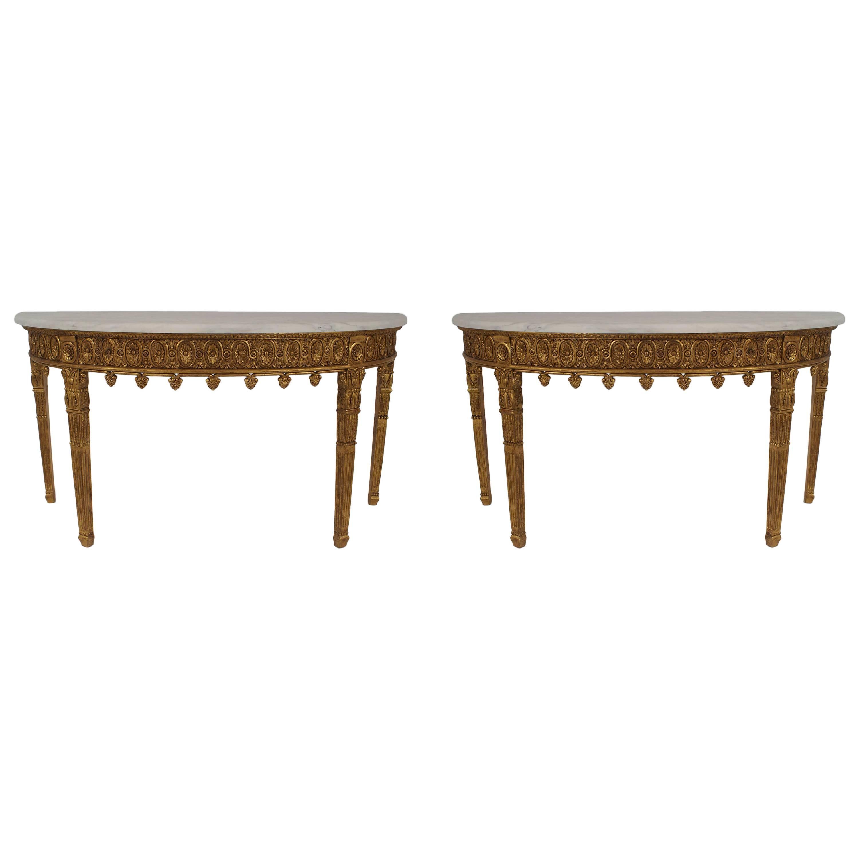 Mahogany Robert Adam Design Demilune Console Table For Sale at 1stDibs