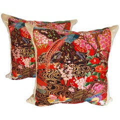 Custom Pillows Cut from a Vintage Japanese Silk Uchikake Wedding Kimono