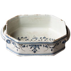 Antique 18th Century Blue and White Faience 'Bassin' or Jardiniere, France, circa 1760