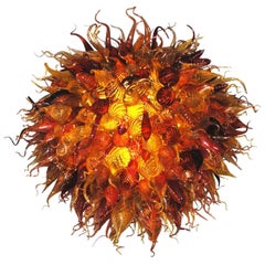 Handblown Glass Light Fixture in a Manner of Dale Chihuly