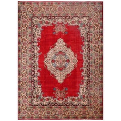 Antique Handwoven Red Persian Tabriz Rug, circa 1930 