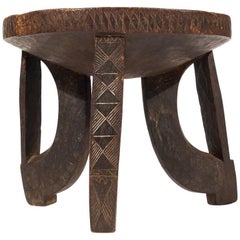 Colonial Era Ethiopian Stool with Decorative African Carving