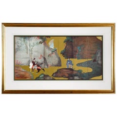 Framed Print of Asian Six-Panel Landscape Screen