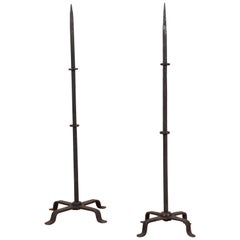 Italian Baroque Style Pair of Wrought Iron Torcheres, Mid-19th Century