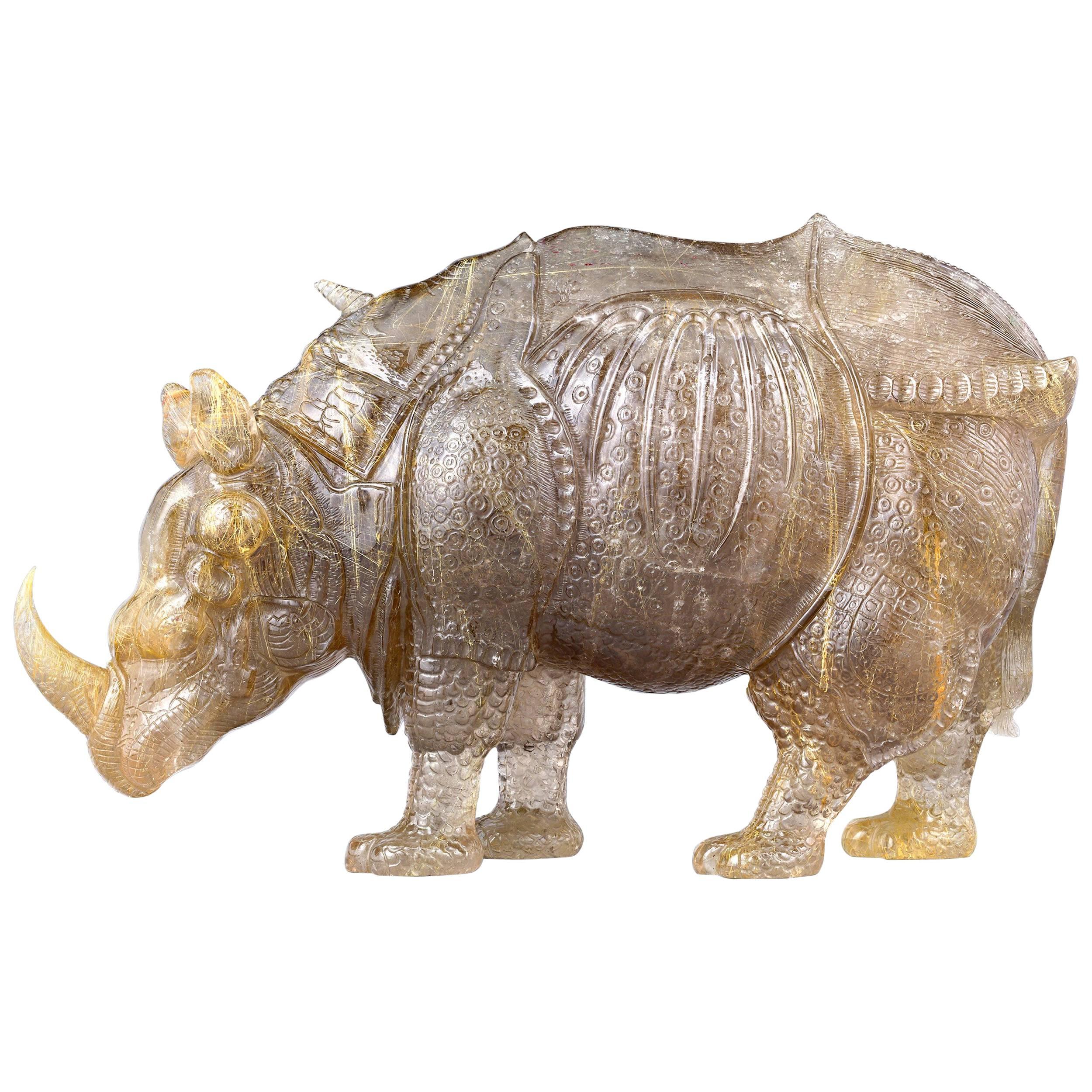 Rutilated Quartz Rhinoceros by Andreas von Zadora-Gerlof