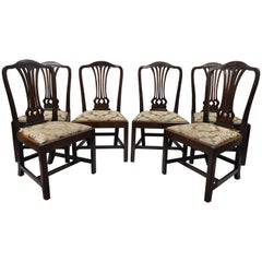 Set of Six Antique Mahogany George III Chippendale Style Dining Room Side Chairs